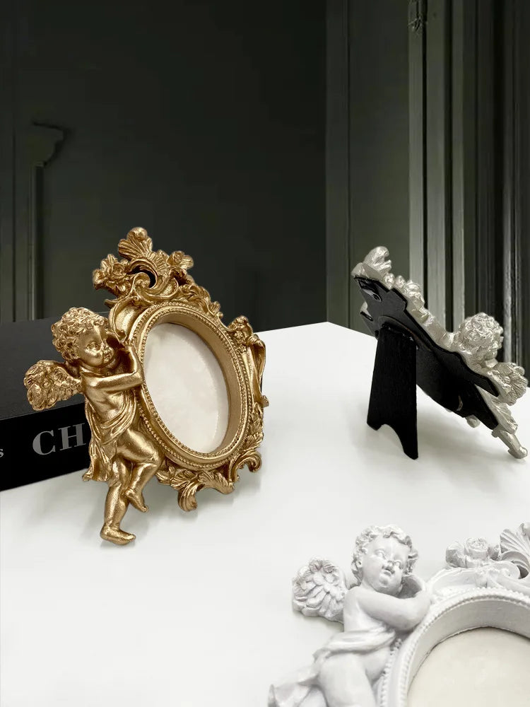 Engel Bilderrahmen – Harz Retro Design – 14cm Wand/Tisch