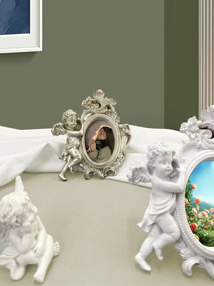 Engel Bilderrahmen – Harz Retro Design – 14cm Wand/Tisch