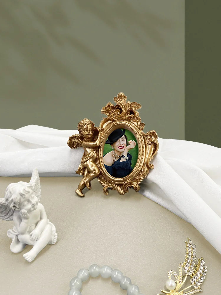 Engel Bilderrahmen – Harz Retro Design – 14cm Wand/Tisch