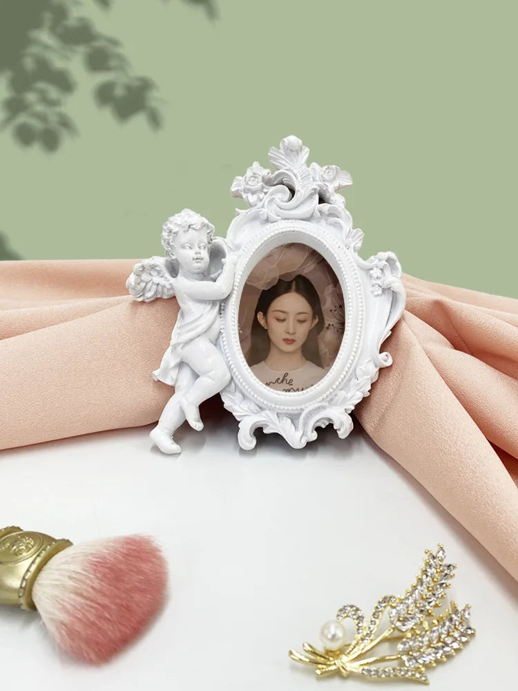 Engel Bilderrahmen – Harz Retro Design – 14cm Wand/Tisch