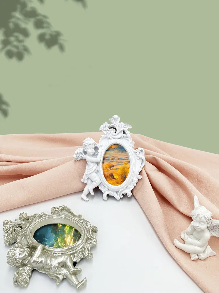 Engel Bilderrahmen – Harz Retro Design – 14cm Wand/Tisch