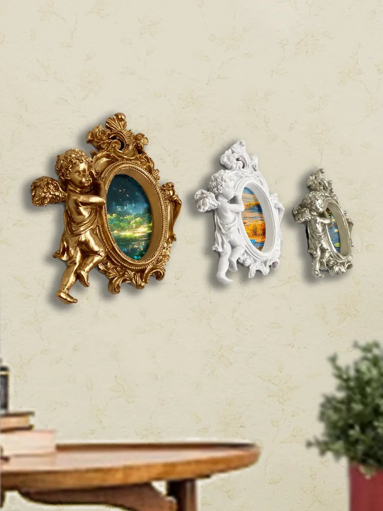 Engel Bilderrahmen – Harz Retro Design – 14cm Wand/Tisch