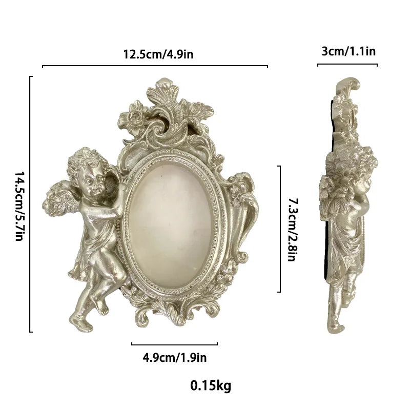 Engel Bilderrahmen – Harz Retro Design – 14cm Wand/Tisch