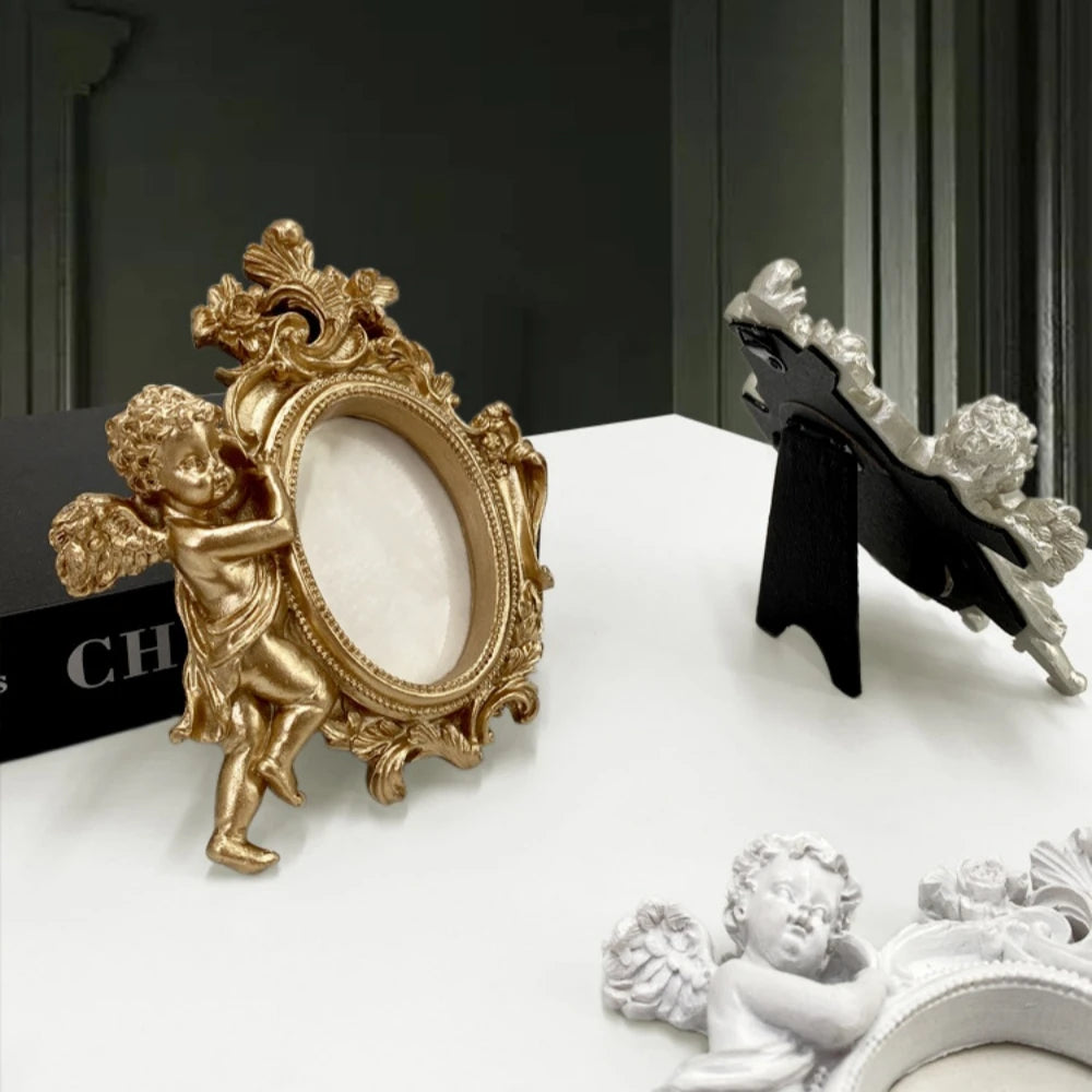 Engel Bilderrahmen – Harz Retro Design – 14cm Wand/Tisch