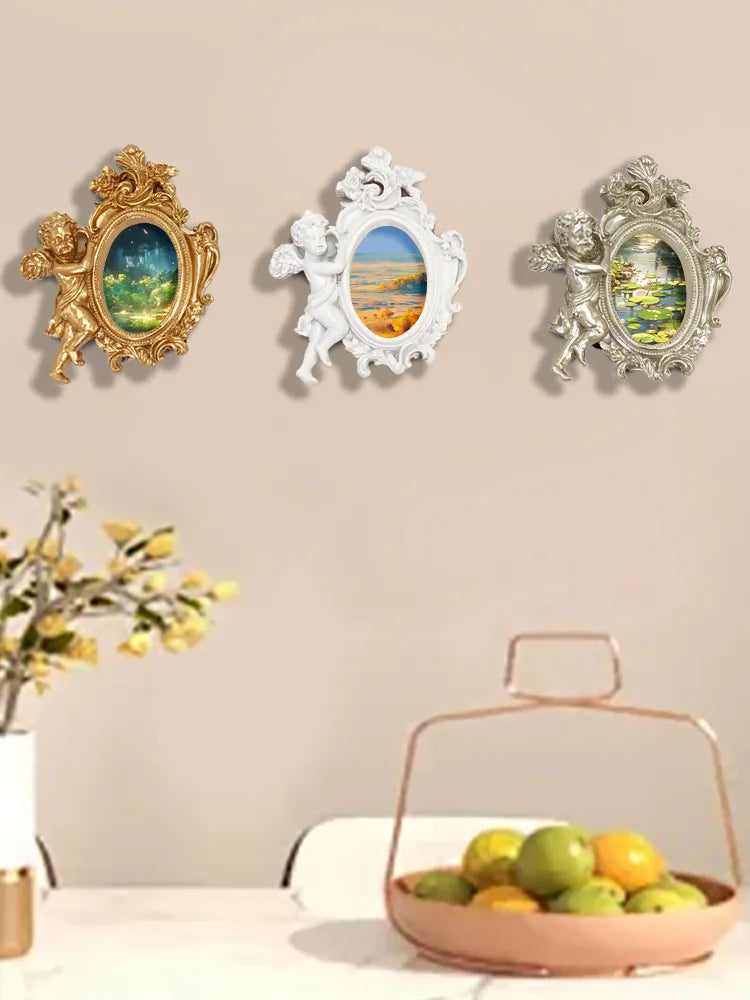 Engel Bilderrahmen – Harz Retro Design – 14cm Wand/Tisch