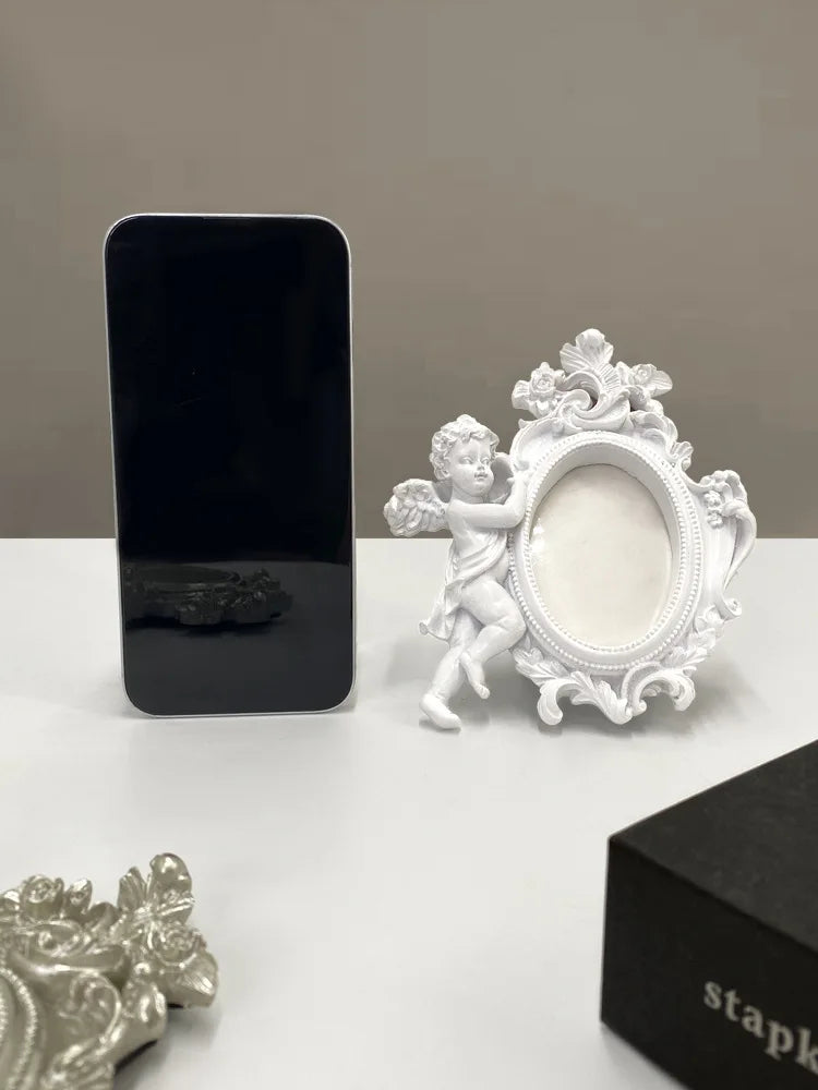 Engel Bilderrahmen – Harz Retro Design – 14cm Wand/Tisch