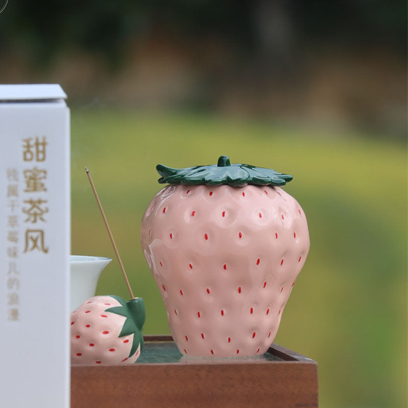 Erdbeer-Keramikbox – Modernes rotes Ornament