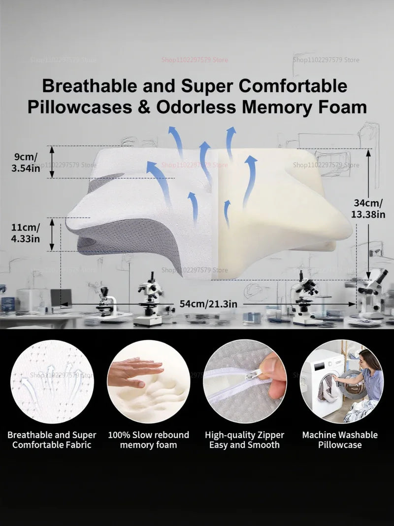 Ergonomisches Nackenkissen – Memory Foam, Duale Höhen