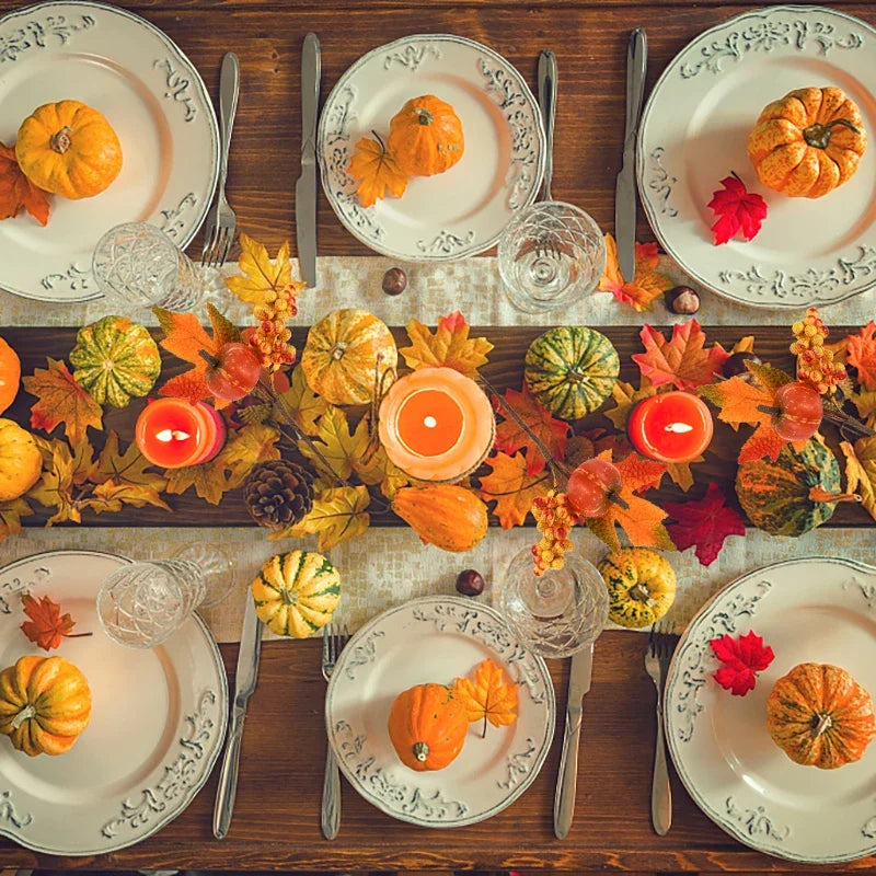 Erntedeko – PVC Ahornblatt & Kürbis – Tischakzent