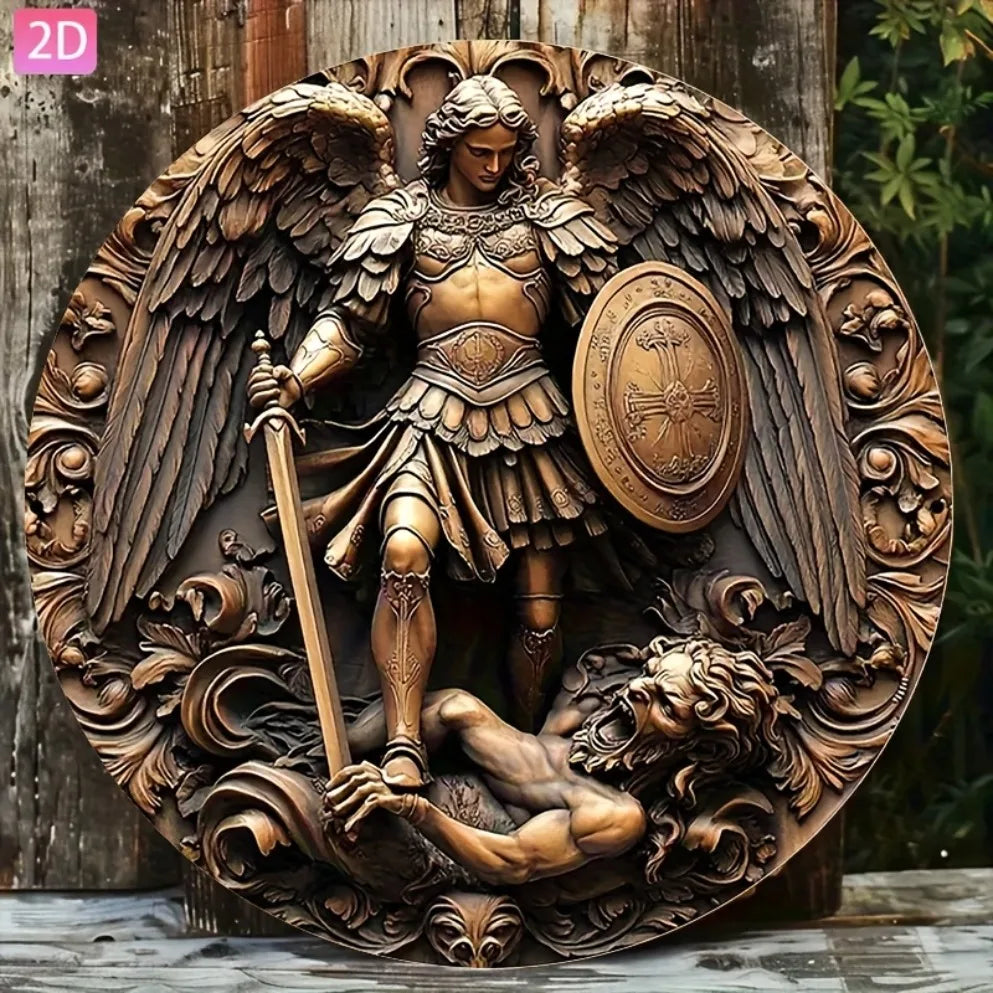 Erzengel Michael Wanddeko – Barock Aluminium – 20x20cm
