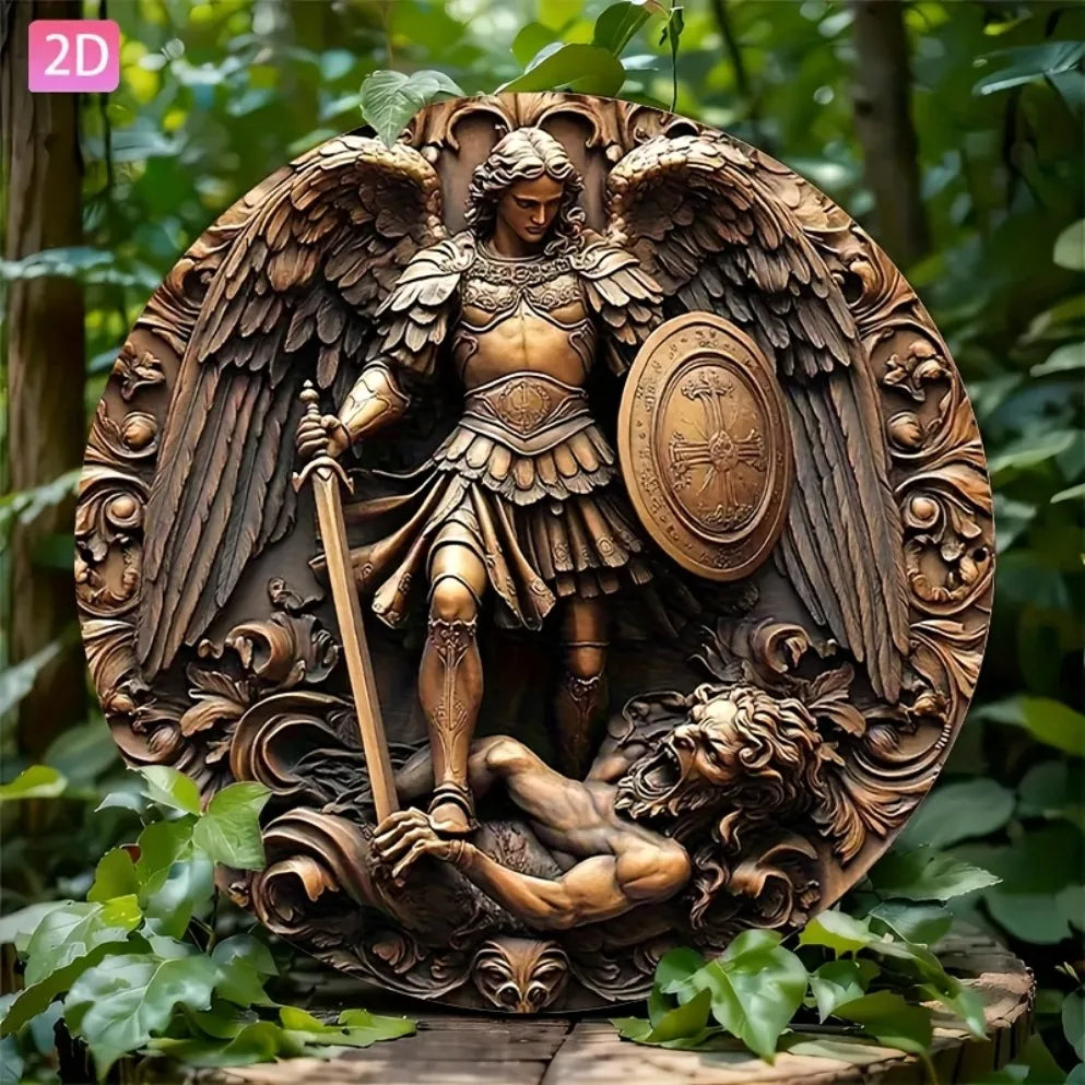 Erzengel Michael Wanddeko – Barock Aluminium – 20x20cm