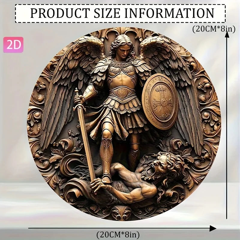 Erzengel Michael Wanddeko – Barock Aluminium – 20x20cm