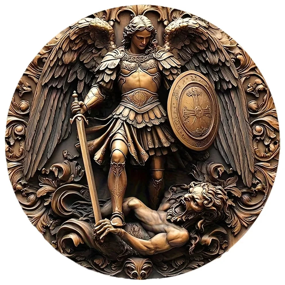 Erzengel Michael Wanddeko – Barock Aluminium – 20x20cm