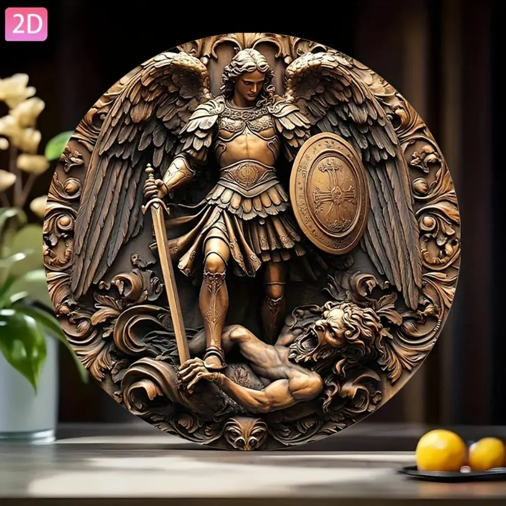 Erzengel Michael Wanddeko – Barock Aluminium – 20x20cm