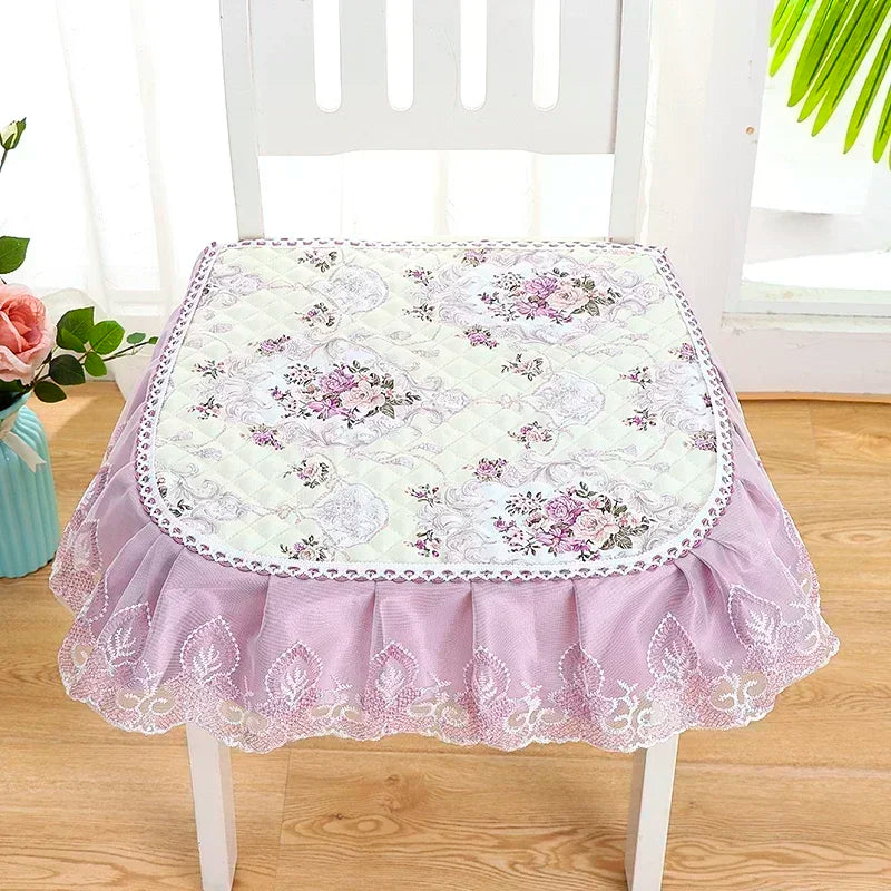 Esszimmerstuhlbezug mit bestickter Spitze, florales Muster, Farbe: Stil 1, Grösse: 43x45 cm