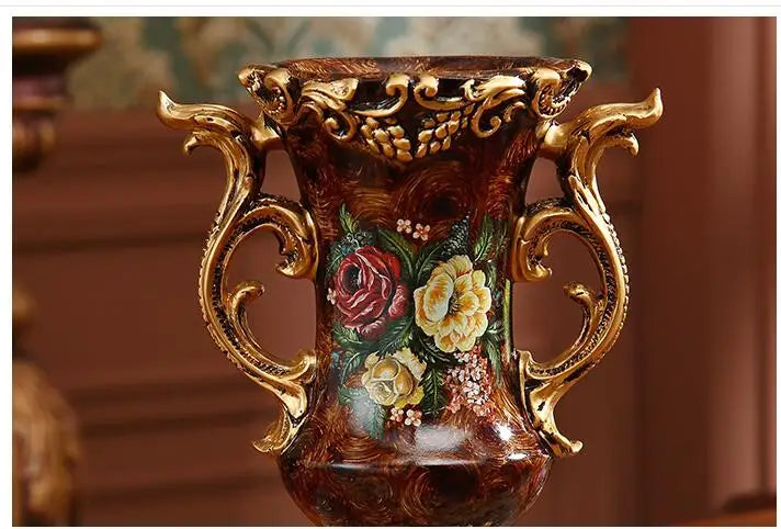 Europäische Harzvase im chinesischen Stil mit Landschaftsmuster, erhältlich mit künstlicher Blume