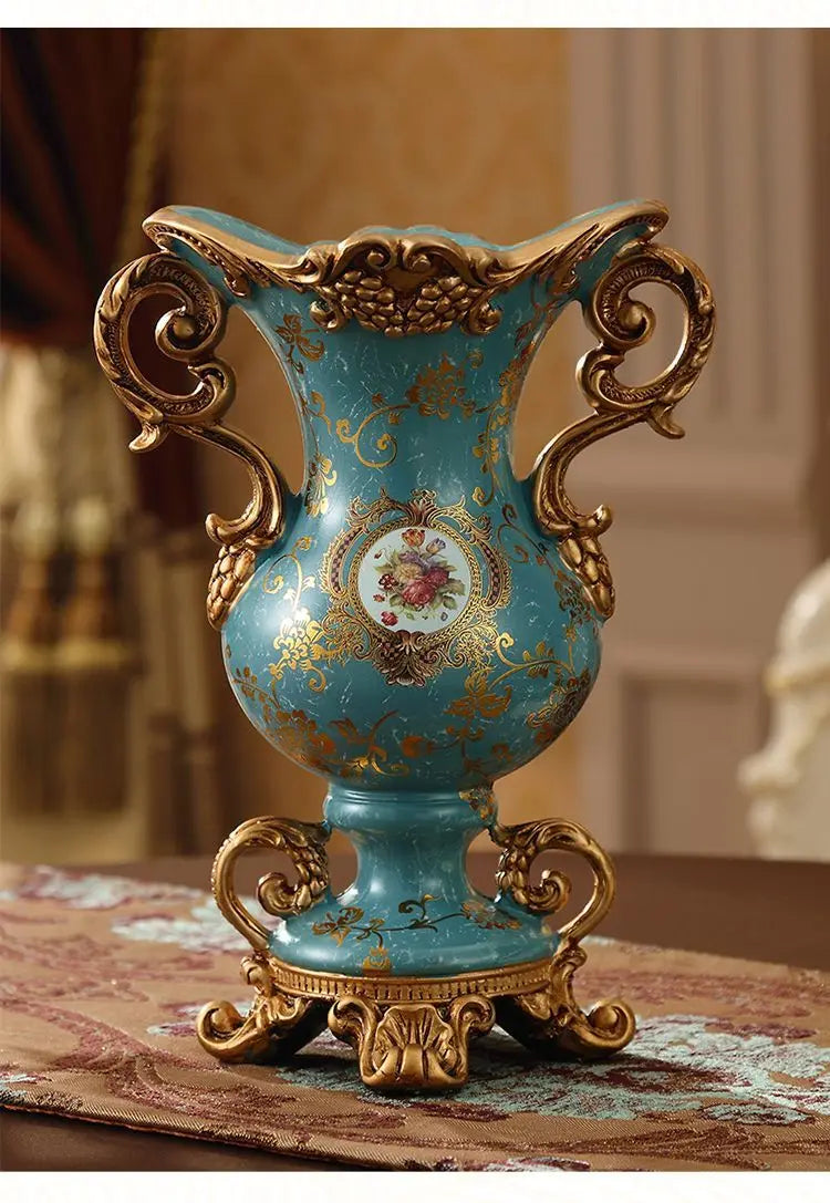 Europäische Harzvase, keramikähnlich, zeitloses Design, Wohnzimmer, 30x20 cm