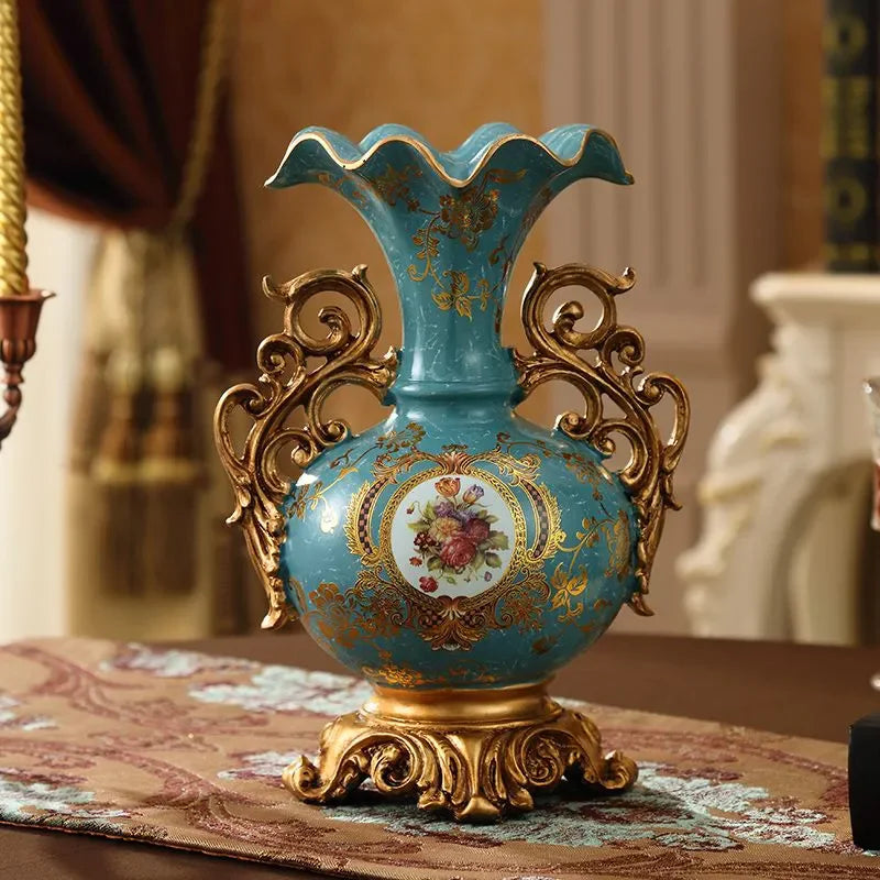 europäische harzvase in keramikoptik für das wohnzimmer, grösse 30x20 cm