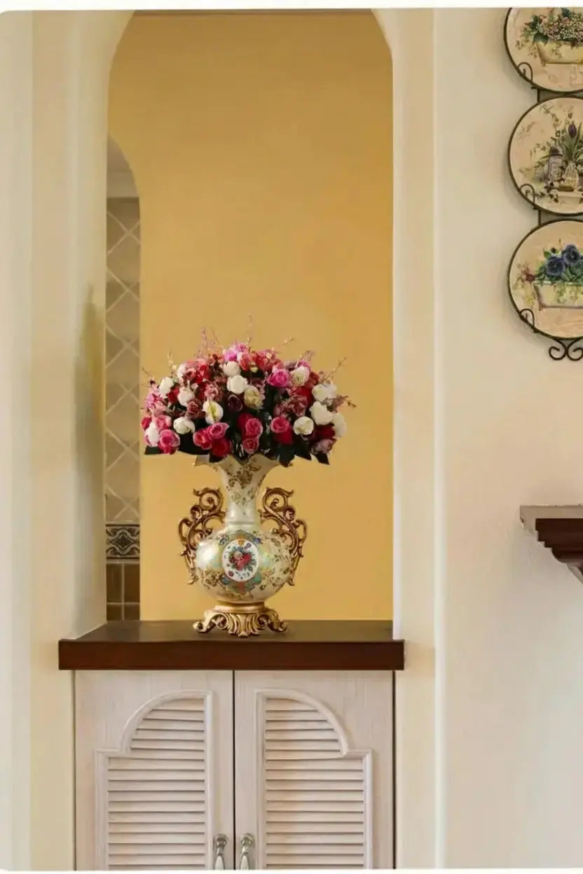 Europäische Harzvase 30x20 cm aus Keramik im europäisch inspirierten Stil