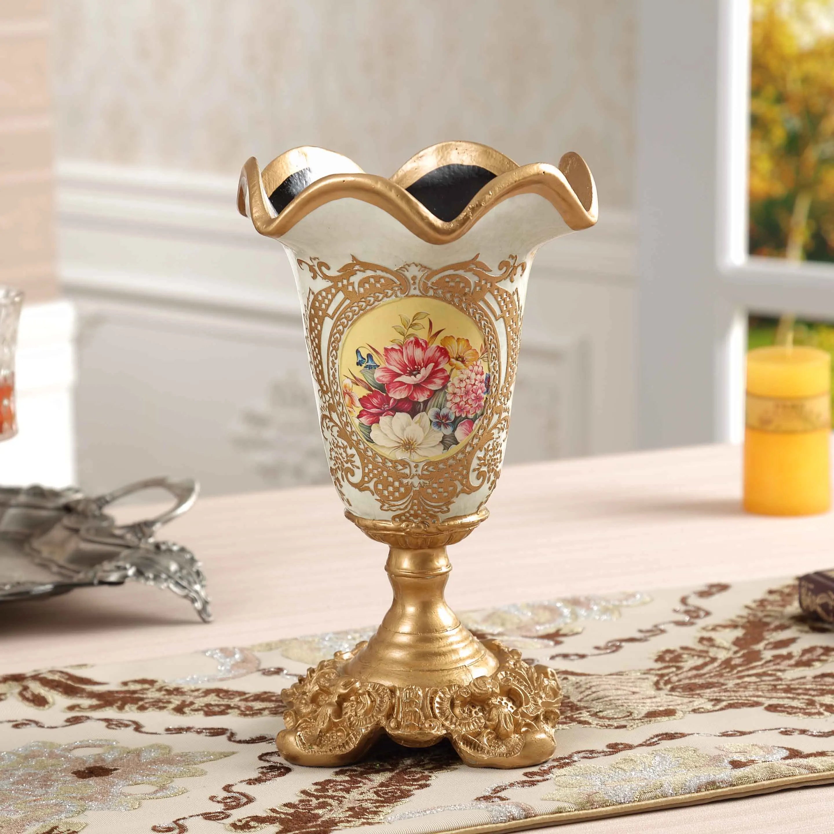 Exklusive 26x15CM Tischvase aus Harz im europäischen Stil, Farbe: A, für das Wohnzimmer