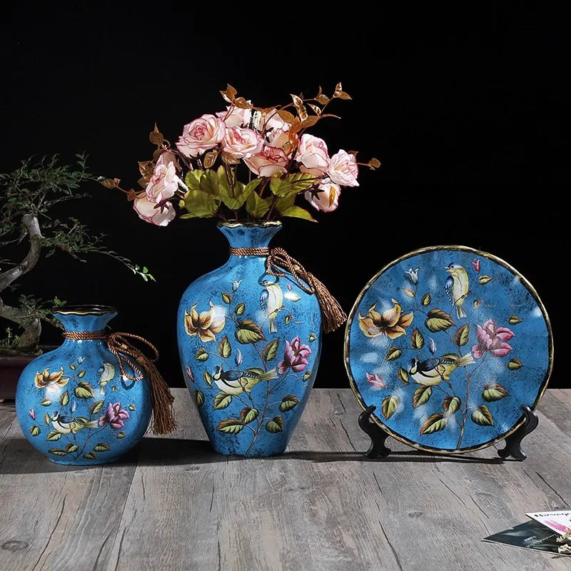 Weisse europäische Keramikvase für Wohnzimmer, Vierer-Set