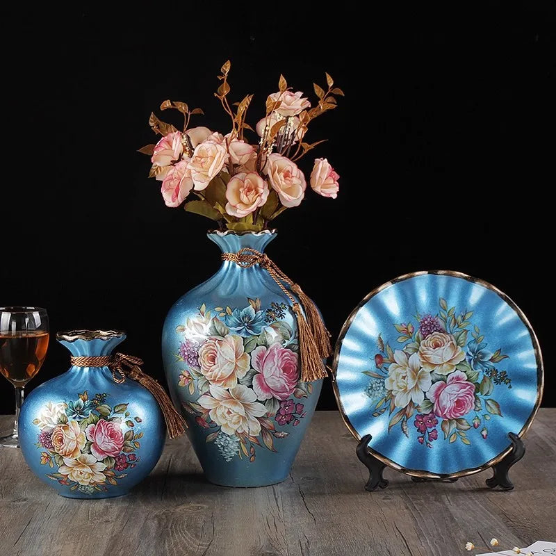 Vierer-Set europäische Keramikvasen, Farbe: Weiss, für das Wohnzimmer