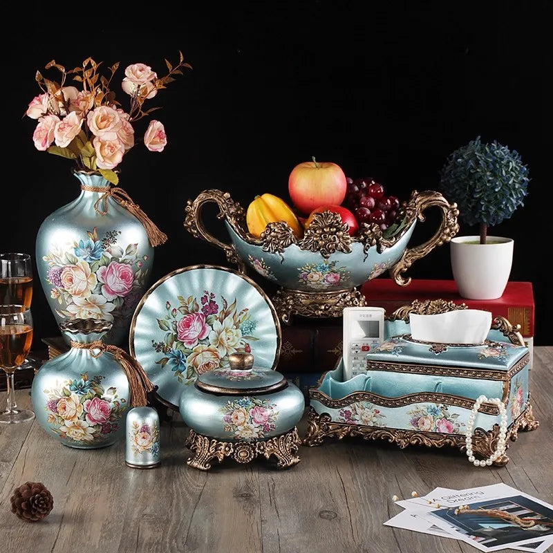 Weisses Keramik Vasen-Set im europäischen Stil für Wohnzimmer