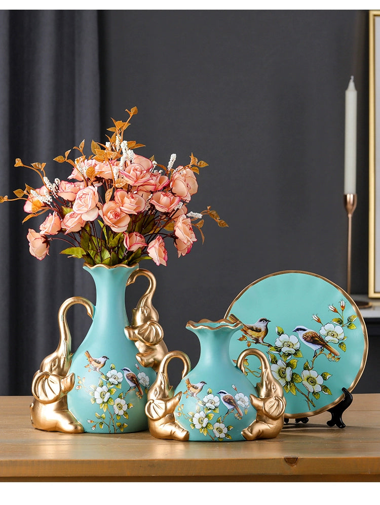 Vierer-Set weisse Keramikvasen im europäischen Stil für Wohnzimmer