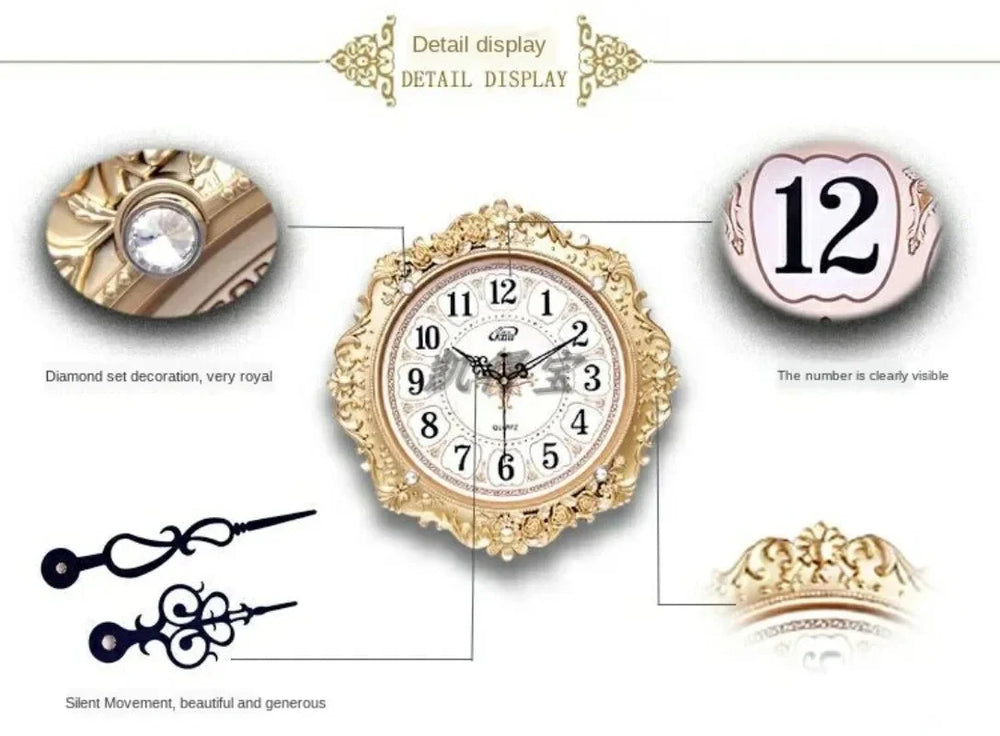 Europäische Wanduhr – Vintage Harz – 40cm Nadel Design