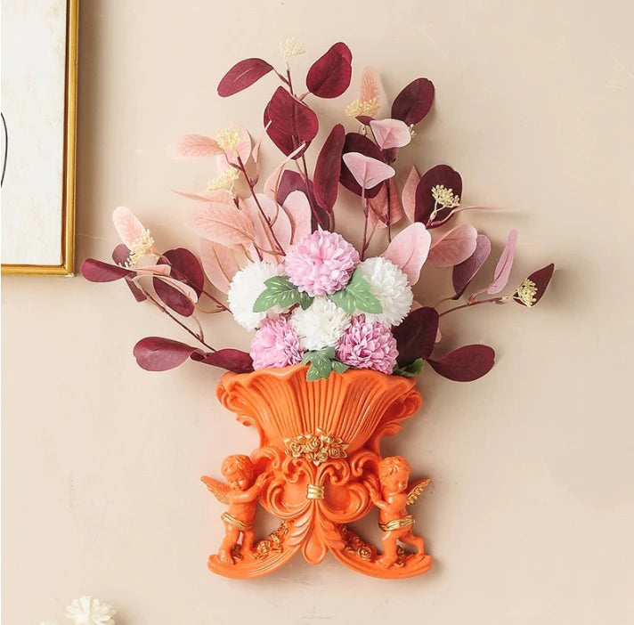 Europäische Wandvase aus Harz, Farbe: Weiss, elegante Wohnzimmerdekoration