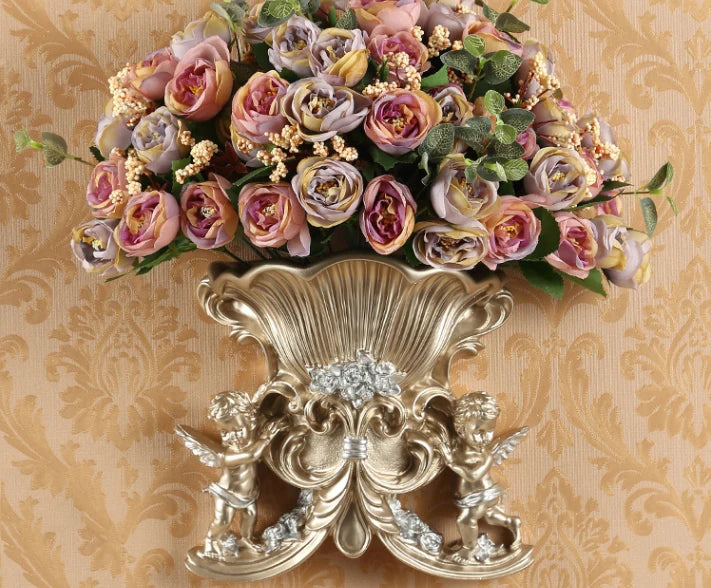 Europäische Wandvase aus weissem Harz für Wohnzimmer