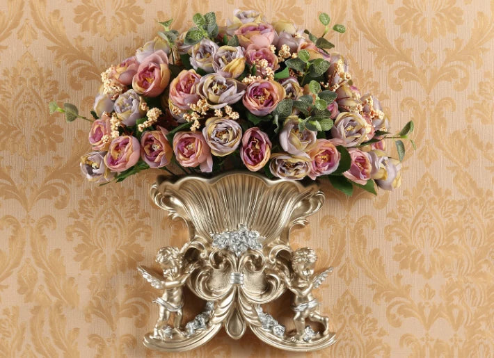 Weisse Europäische Wandvase aus Harz im klassischen Stil, Grösse M