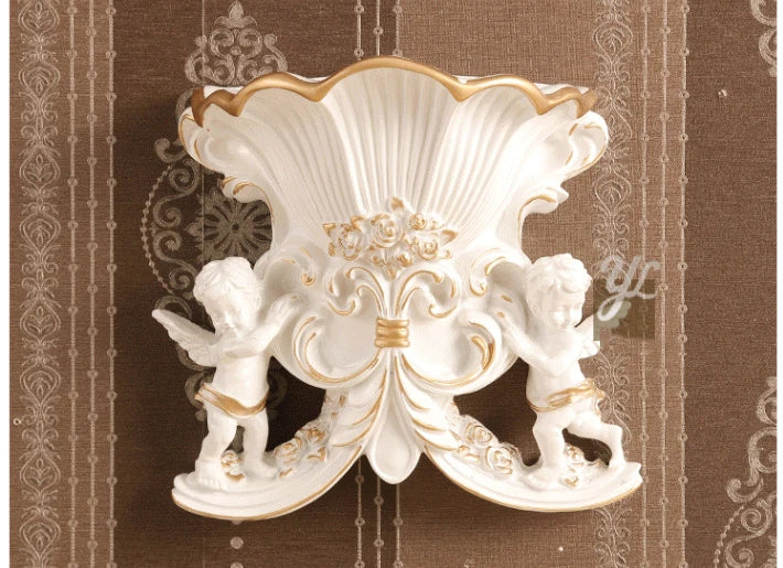 Europäische Wandvase aus Harz, Farbe Weiss, klassisches Design für Wohnzimmer