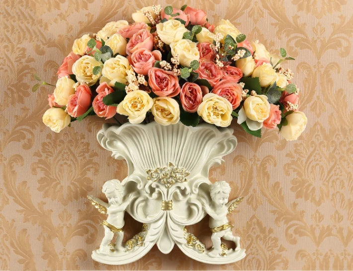 europäische wandvase aus harz, farbe: weiss, elegantes design