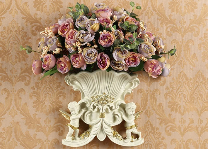 Europäische Wandvase aus Harz in Weiss, Wohnaccessoire für Wohnzimmer