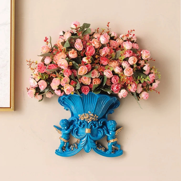 Europäische Wandvase aus Harz, Farbe: Weiss, klassisches Design, für Wohnzimmer