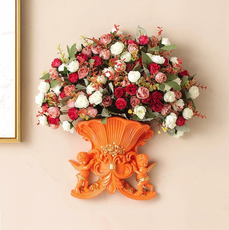 Europäische weisse Harz-Wandvase, Grösse M, klassisches Design für Wohnzimmer