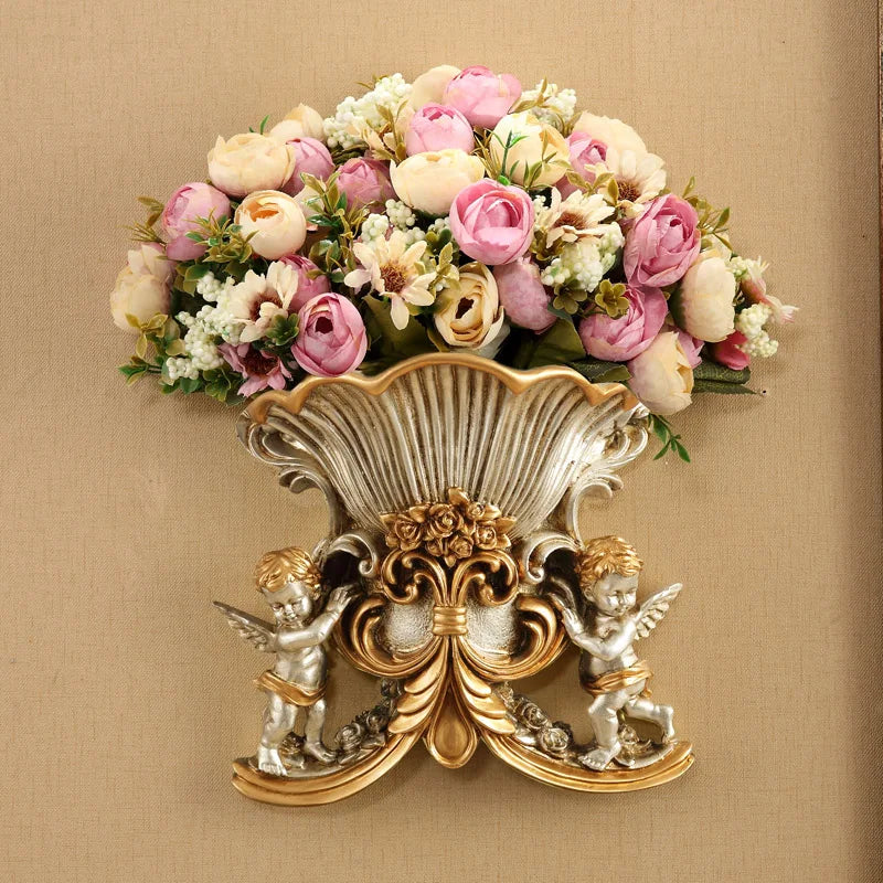 Europäische Wandvase aus Harz, Farbe Weiss, für Wohnzimmer