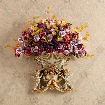 Europäische Wandvase aus Harz im klassischem Design, Farbe: Weiss