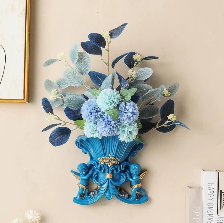 Europäische Wandvase aus Harz in Weiss für Wohnzimmer