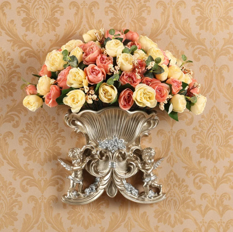 Europäische Wandengelvase aus weissem Harz für Wohnzimmer