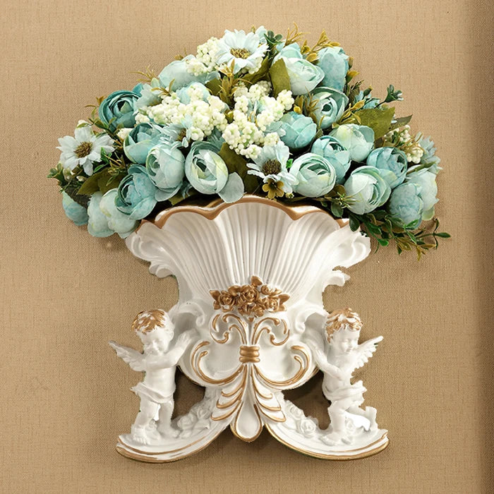 weisse europäische Harz-Wandvase, elegantes Design, Grösse M