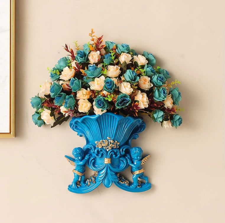 europäische Wandvase aus Harz im klassischen Stil, Weiss, geeignet für Wohnzimmer