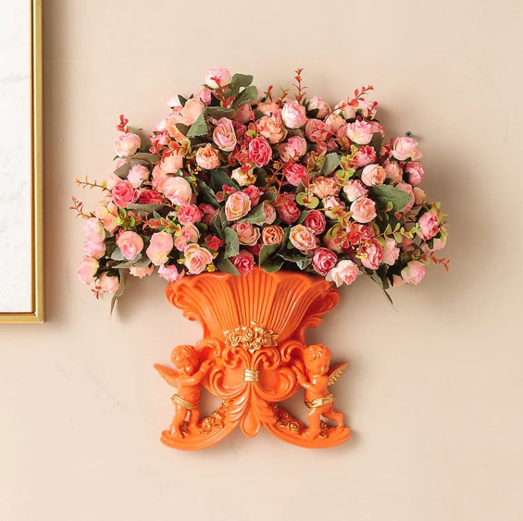 Weisse Wandvase aus Harz im europäischen Stil für Wohnzimmer