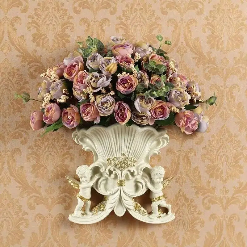 Europäische weiss Harz-Wandvase im klassischen Design für das Wohnzimmer