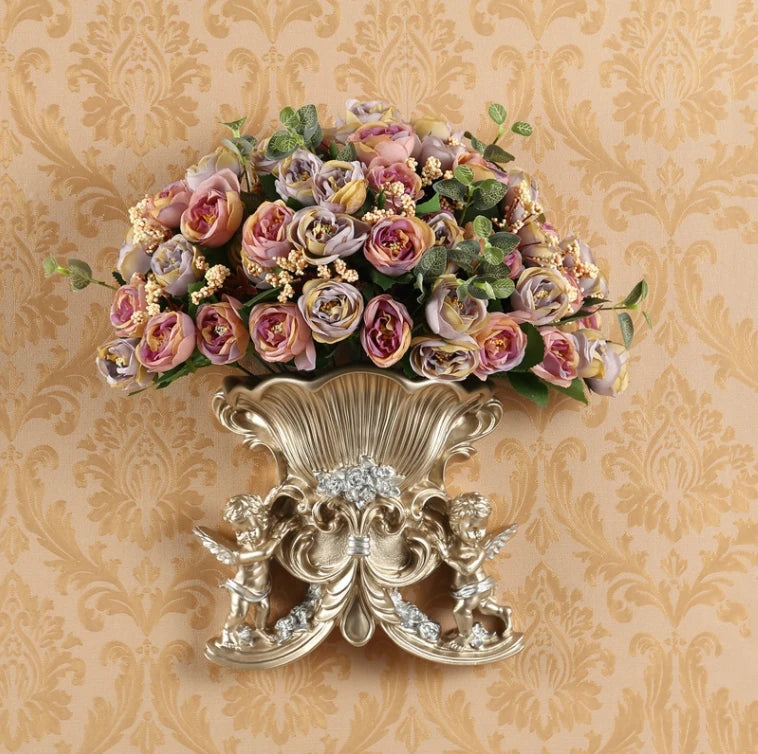 Weisse europäische Wandvase aus Harz, klassisches Design, Grösse M