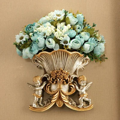 Weisse europäische Wandvase aus Harz im Wohnzimmer Stil M