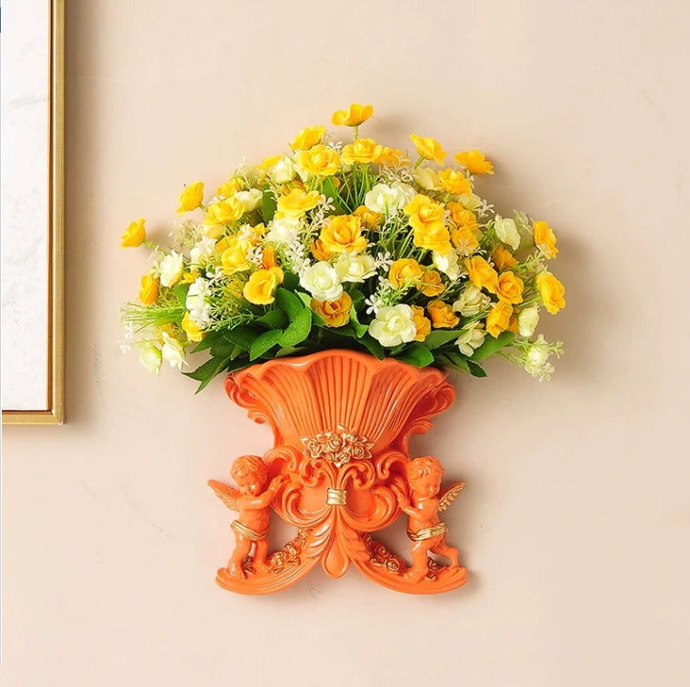 Weisse europäische Wandvase aus Harz für Wohnzimmer, klassisches Design