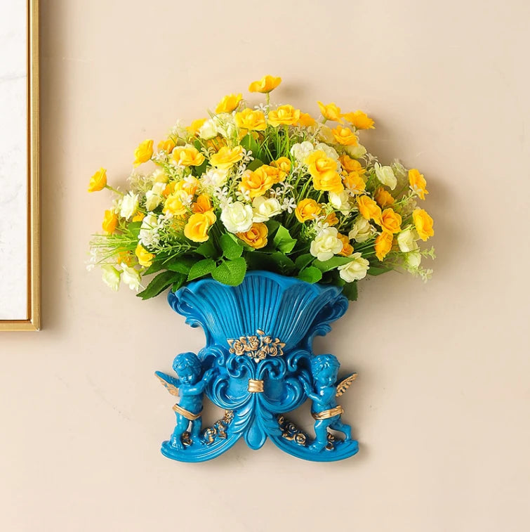 Europäische weisse Wandvase aus Harz im Wohnstil