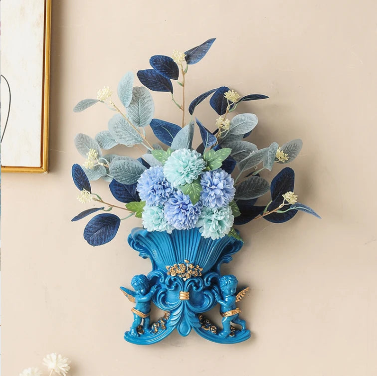 Europäische weisse Wandvase aus Harz für Wohnzimmer